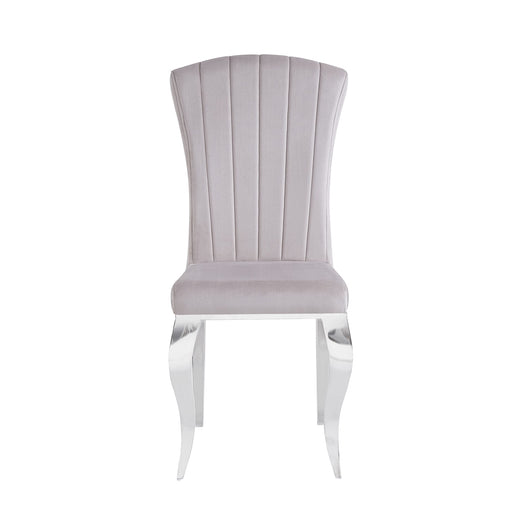 Chaises baroque Louis pied chrome tissu velours moka