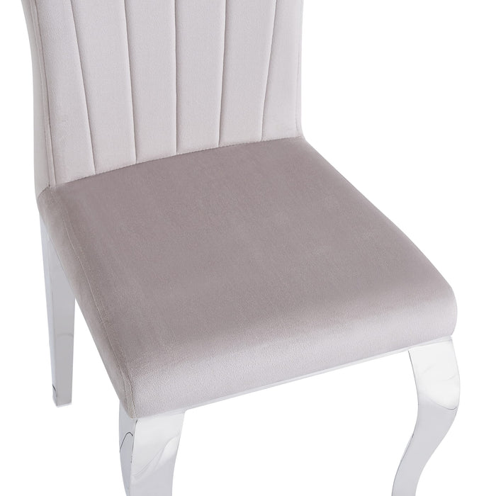 Chaises baroque Louis pied chrome tissu velours moka