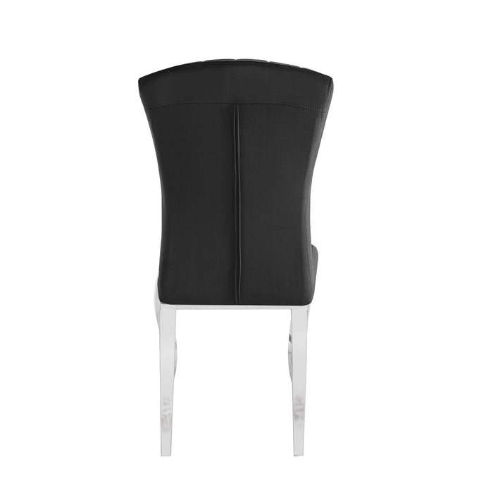 Chaises baroque Louis pied chrome tissu velours noir - image 2