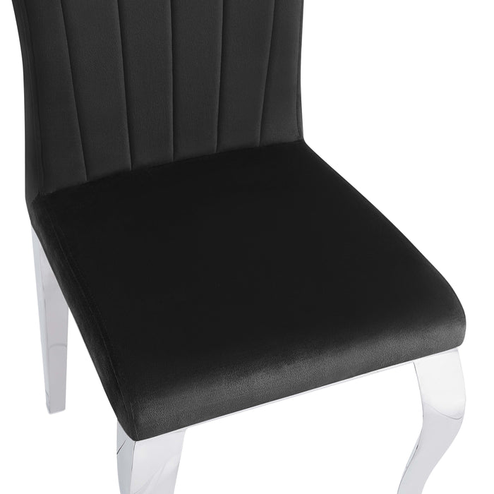 Chaises baroque Louis pied chrome tissu velours noir - image 3