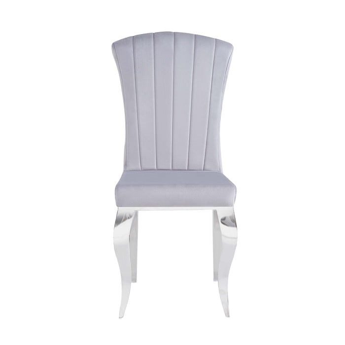 Chaises baroque Louis pied chrome tissu velours gris - image 1
