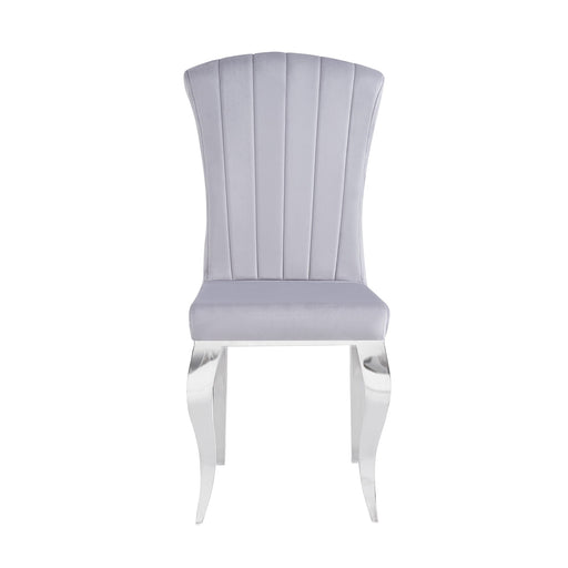 Chaises baroque Louis pied chrome tissu velours gris