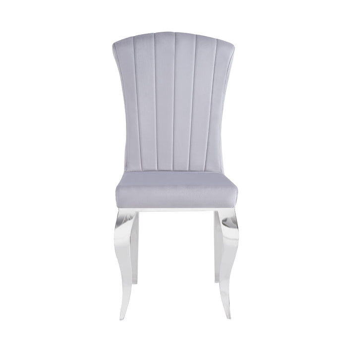 Chaises baroque Louis pied chrome tissu velours gris