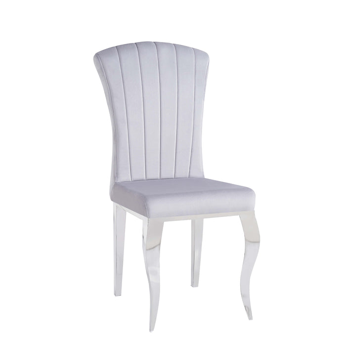 Chaises baroque Louis pied chrome tissu velours gris - image 2