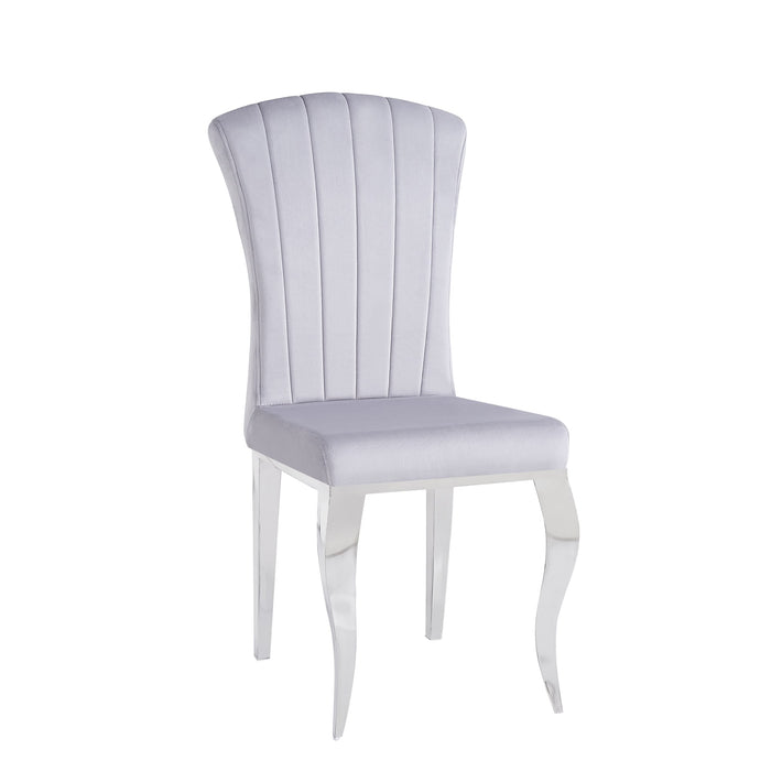 Chaises baroque Louis pied chrome tissu velours gris