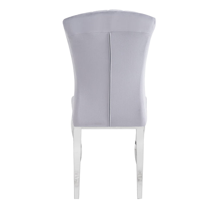 Chaises baroque Louis pied chrome tissu velours gris