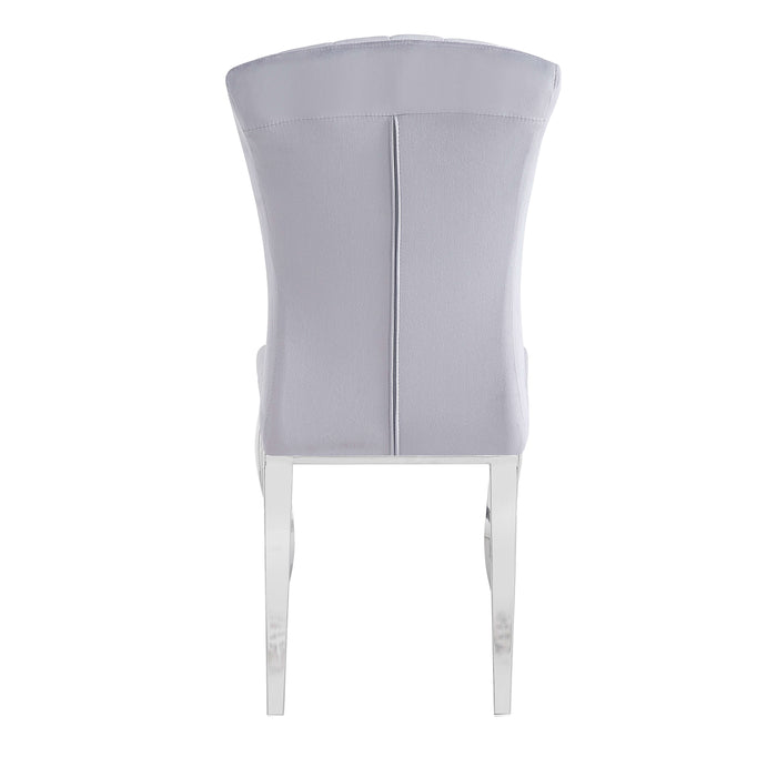 Chaises baroque Louis pied chrome tissu velours gris - image 3