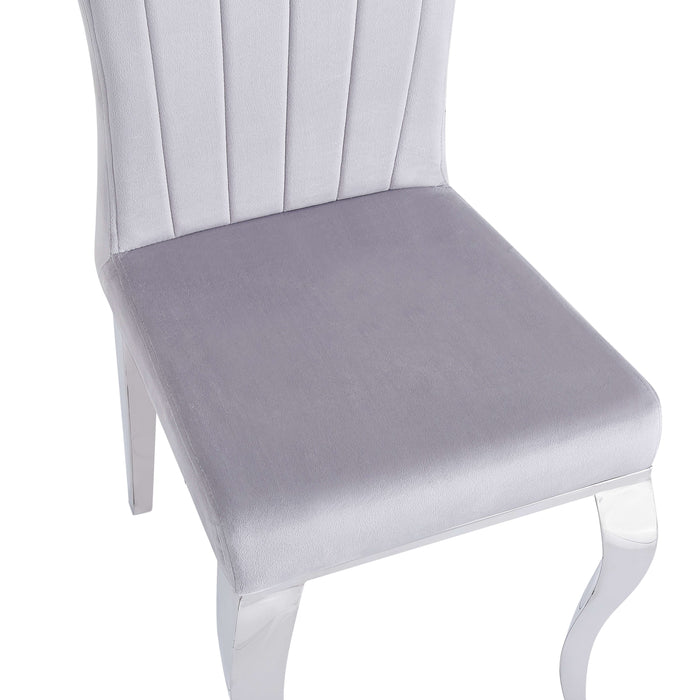 Chaises baroque Louis pied chrome tissu velours gris - image 4