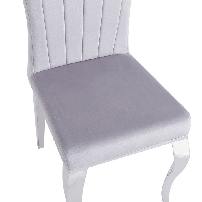 Chaises baroque Louis pied chrome tissu velours gris