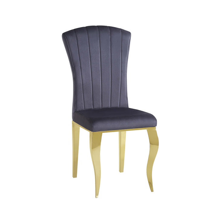 Chaises baroque Louis pied gold tissu velours ardoise gris - image 2