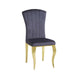 Chaises baroque Louis pied gold tissu velours ardoise gris - image 2