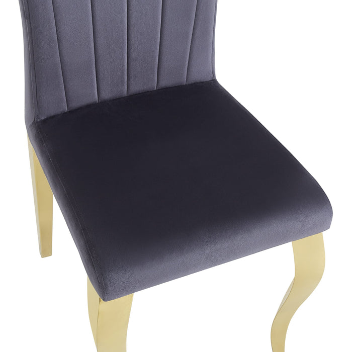 Chaises baroque Louis pied gold tissu velours ardoise gris