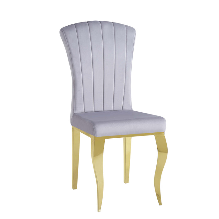 Chaises baroque Louis pied gold tissu velours gris - image 2