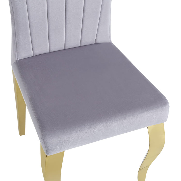 Chaises baroque Louis pied gold tissu velours gris