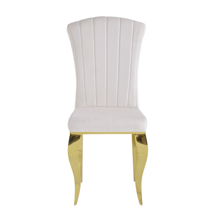 Chaises baroque Louis pied gold tissu velours beige