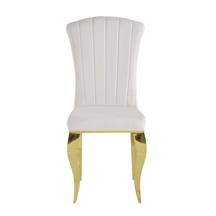 Chaises baroque Louis pied gold tissu velours beige - image 1