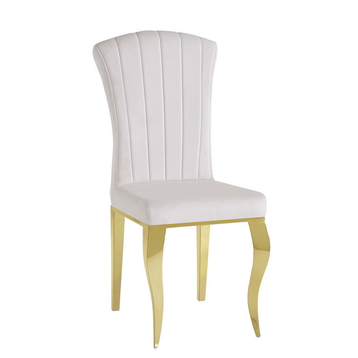 Chaises baroque Louis pied gold tissu velours beige - image 2