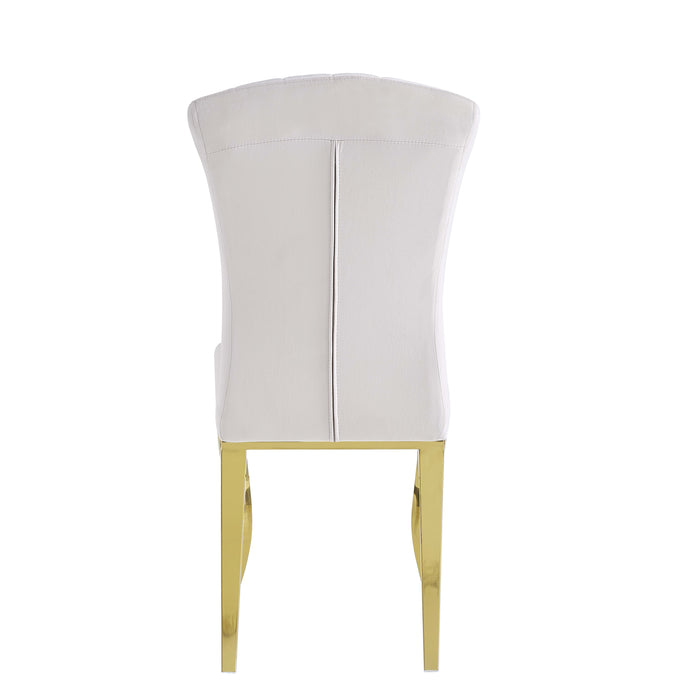 Chaises baroque Louis pied gold tissu velours beige - image 3