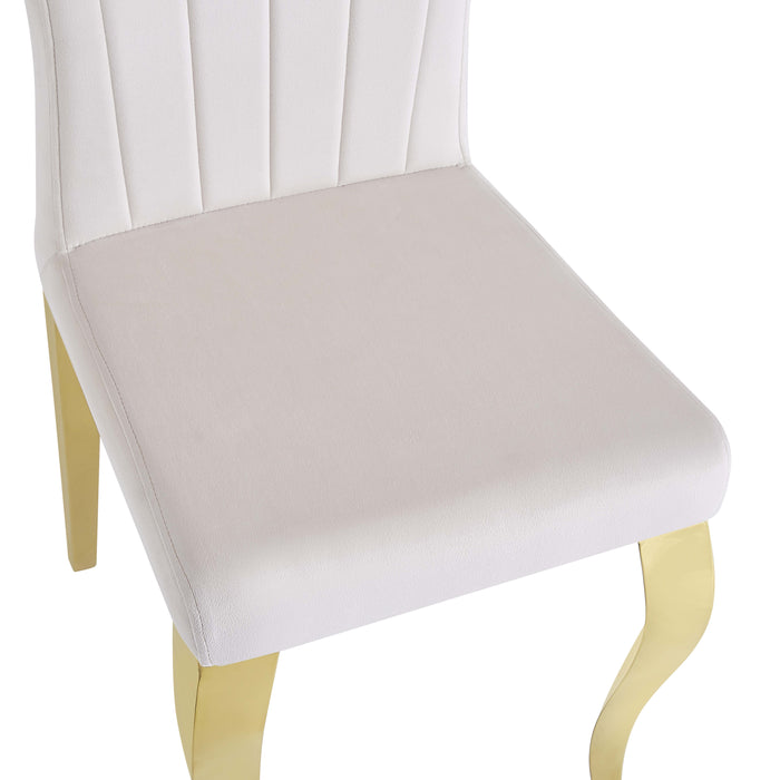 Chaises baroque Louis pied gold tissu velours beige - image 4