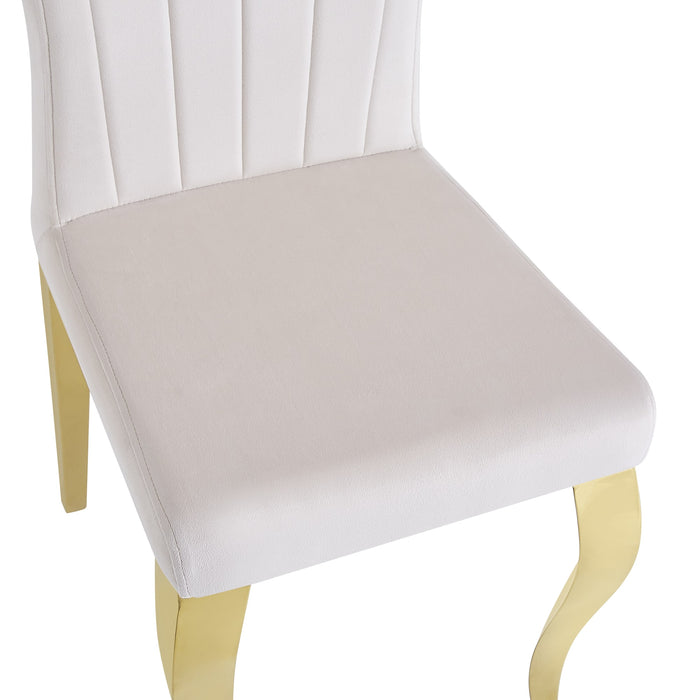 Chaises baroque Louis pied gold tissu velours beige