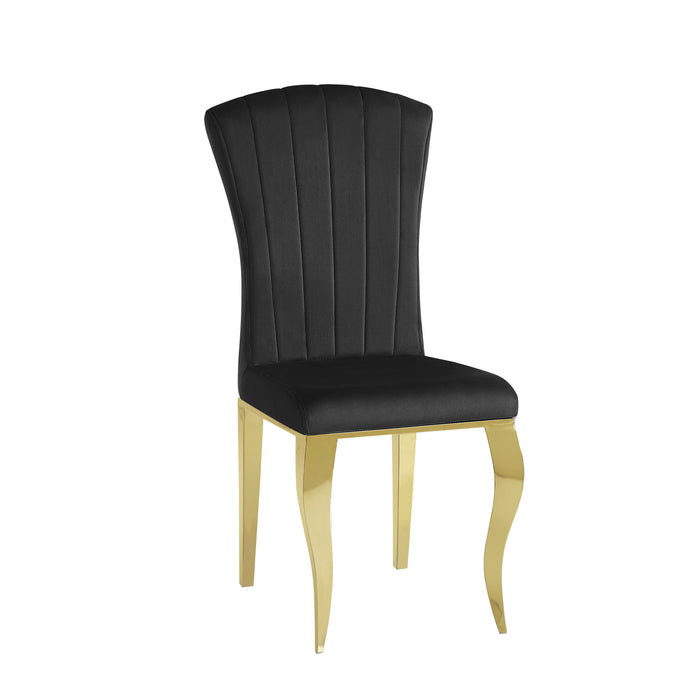 Chaises baroque Louis pied gold tissu velours noir - image 2
