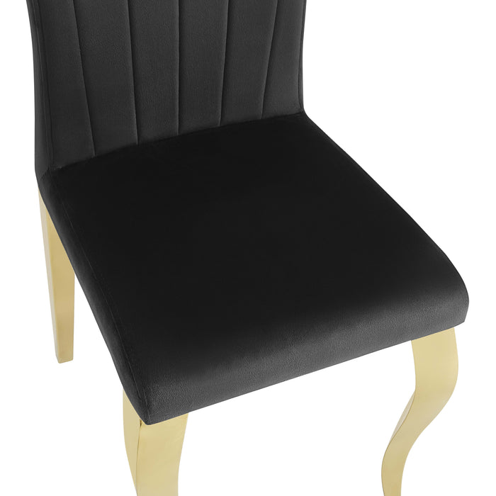 Chaises baroque Louis pied gold tissu velours noir - image 4
