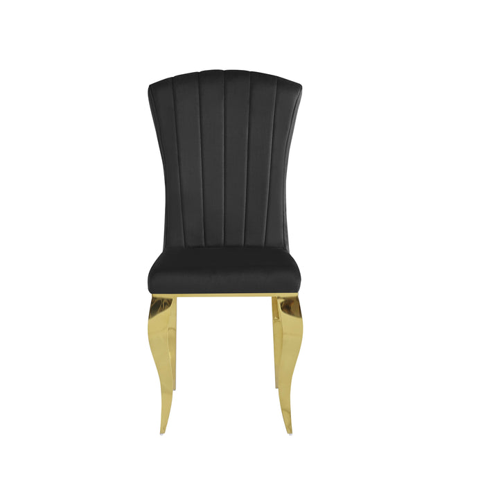 Chaises baroque Louis pied gold tissu velours noir - image 1