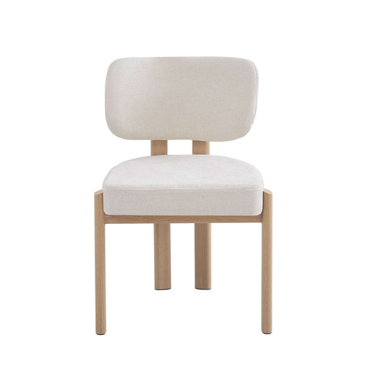 CHAISE BAGUETTE PIED EFFET BOIS SERGE CHENILLE BEIGE