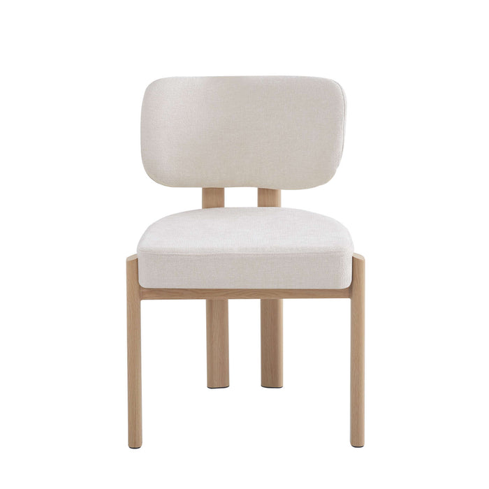 CHAISE BAGUETTE PIED EFFET BOIS SERGE CHENILLE BEIGE