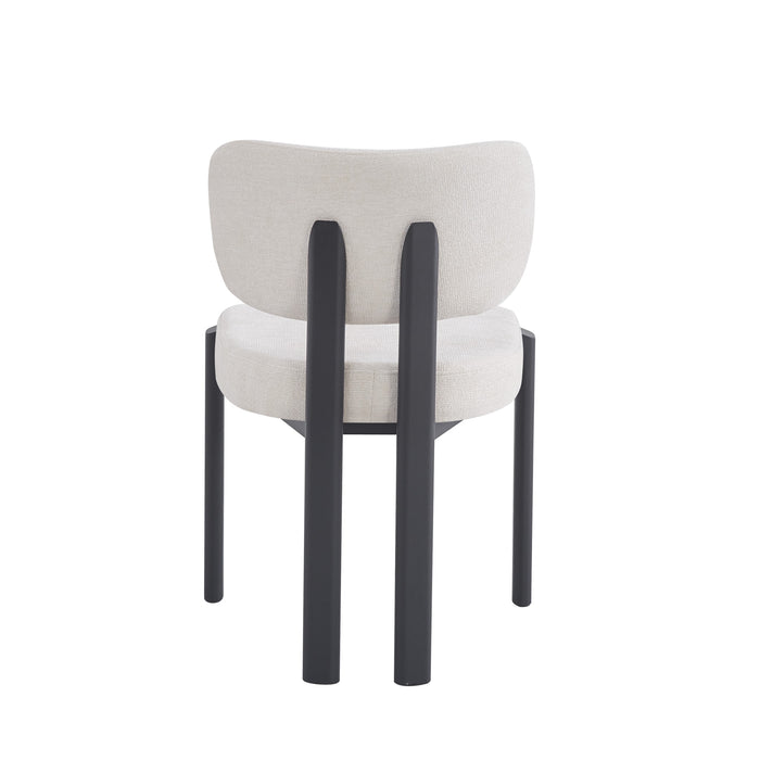 CHAISE BAGUETTE PIED METAL NOIR SERGE CHENILLE BEIGE