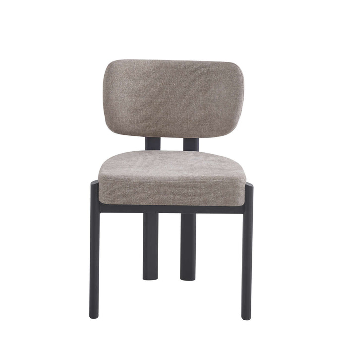 CHAISE BAGUETTE PIED METAL NOIR SERGE CHENILLE MOKA - image 2