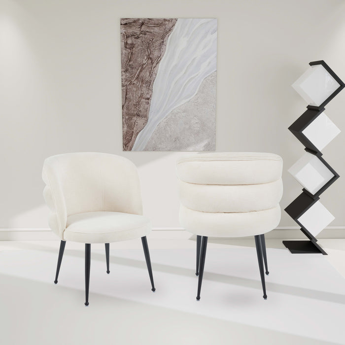 CHAISE SACHA PIEDS METAL NOIR ASSISE ECRU TISSU EFFET LIN - image 4