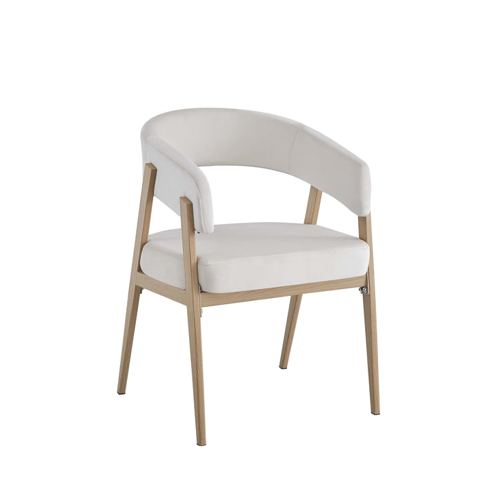 CHAISE ALICIA PIED EFFET CHENE ASSISES VELOURS BEIGE - image 2
