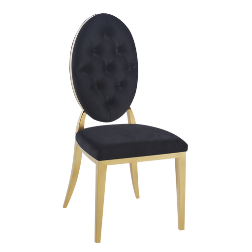 Chaise MEDAILLON capitonnées  Gold et velours noir