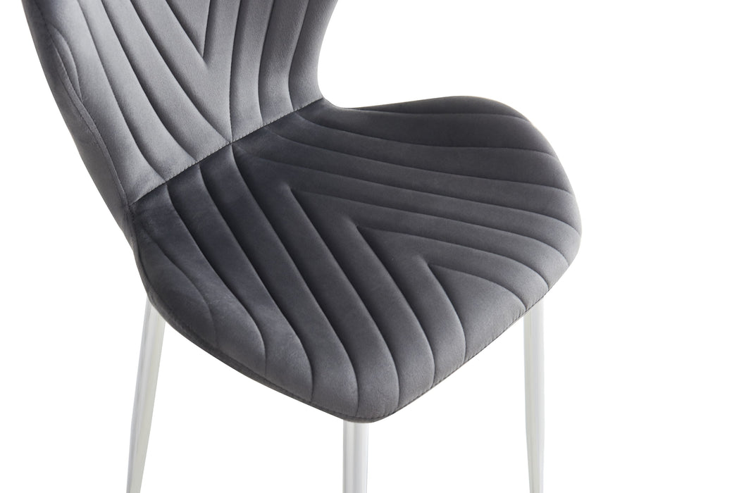 CHAISE COLONNA PIEDS METAL CHROME TISSU VELOURS ANTHRACITE - image 5