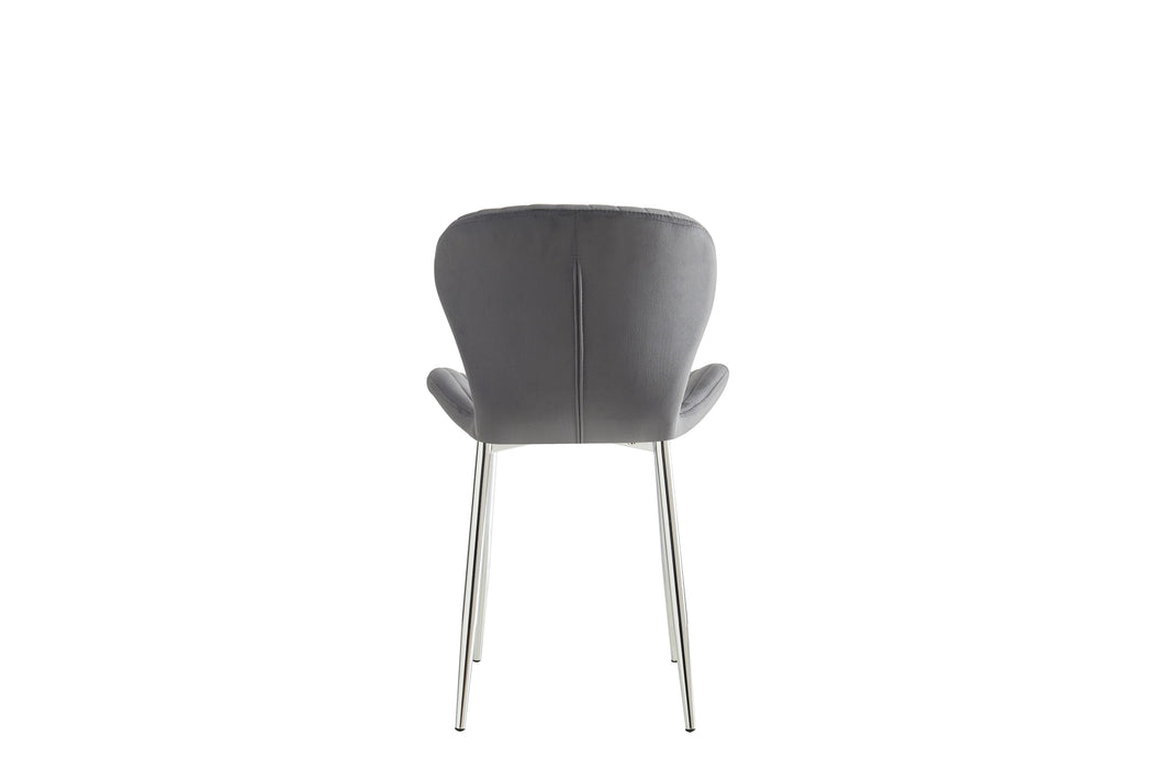 CHAISE COLONNA PIEDS METAL CHROME TISSU VELOURS ANTHRACITE - image 3
