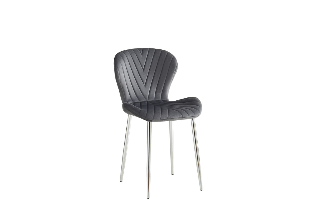 CHAISE COLONNA PIEDS METAL CHROME TISSU VELOURS ANTHRACITE - image 2