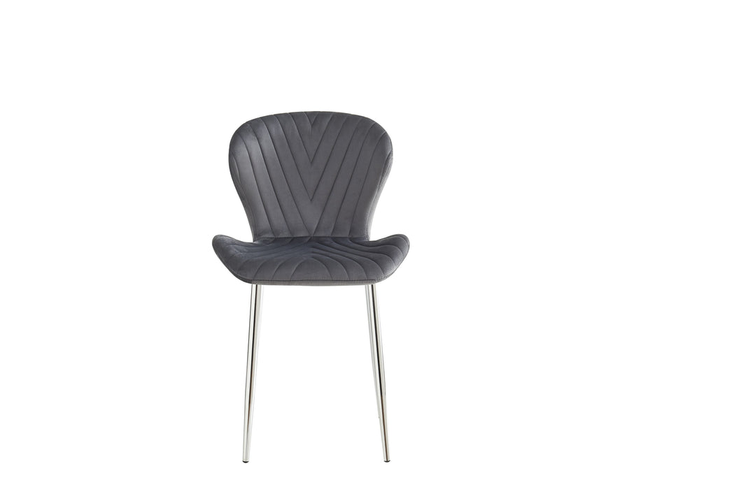 CHAISE COLONNA PIEDS METAL CHROME TISSU VELOURS ANTHRACITE - image 1