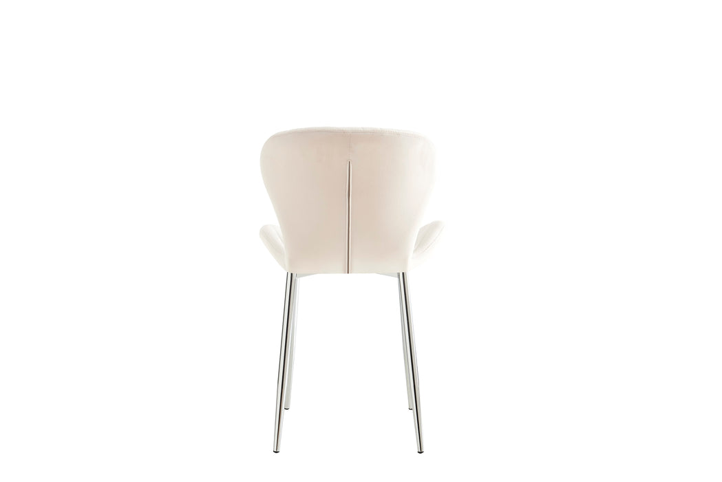 CHAISE COLONNA PIEDS METAL CHROME TISSU VELOURS BEIGE - image 3