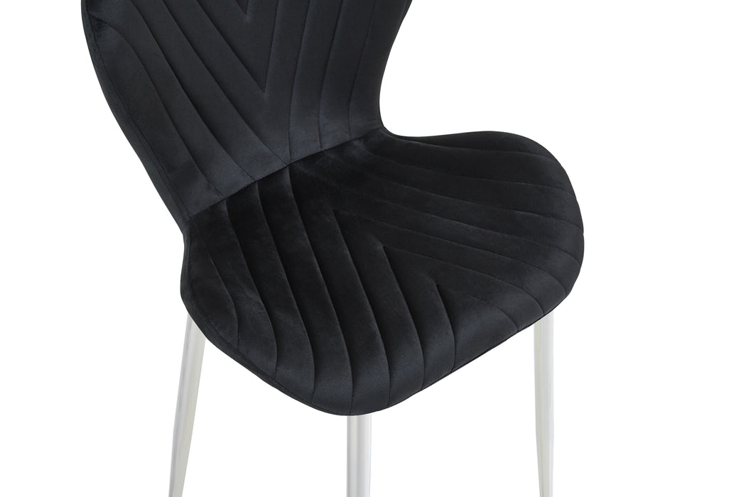 CHAISE COLONNA PIEDS METAL CHROME TISSU VELOURS NOIR - image 5