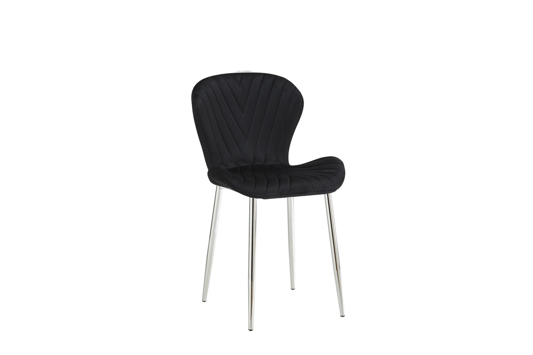 CHAISE COLONNA PIEDS METAL CHROME TISSU VELOURS NOIR - image 2