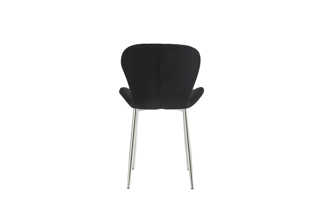 CHAISE COLONNA PIEDS METAL CHROME TISSU VELOURS NOIR - image 3