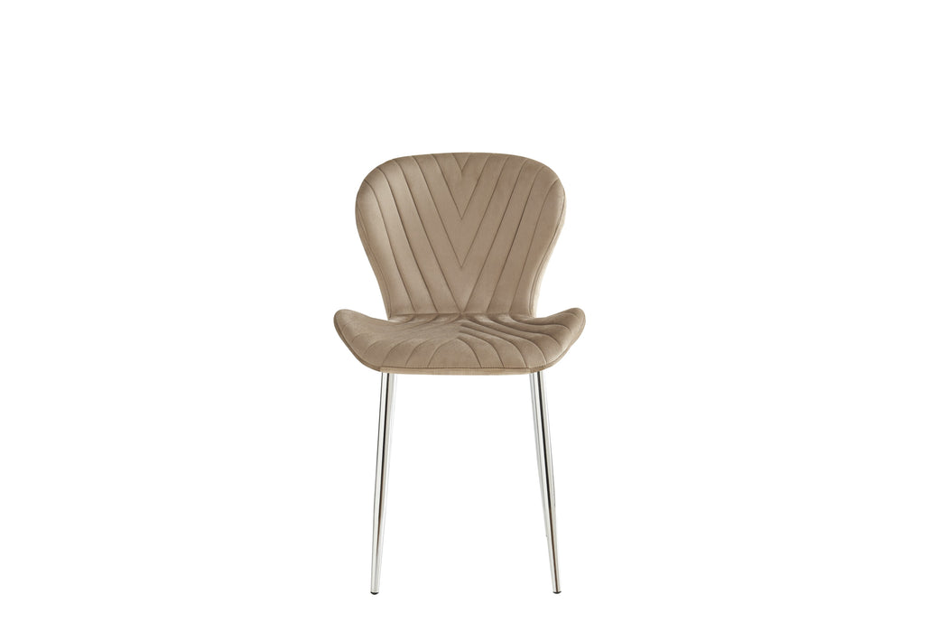 CHAISE COLONNA PIEDS METAL CHROME TISSU VELOURS TAUPE - image 1