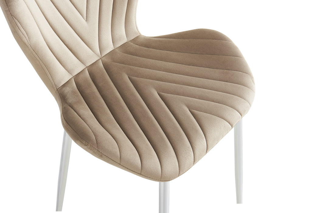 CHAISE COLONNA PIEDS METAL CHROME TISSU VELOURS TAUPE - image 5