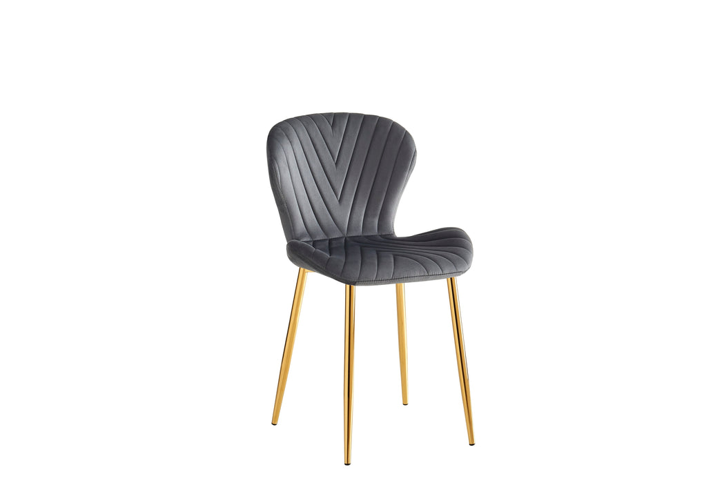 CHAISE COLONNA PIEDS METAL GOLD TISSU VELOURS ANTHRACITE - image 2