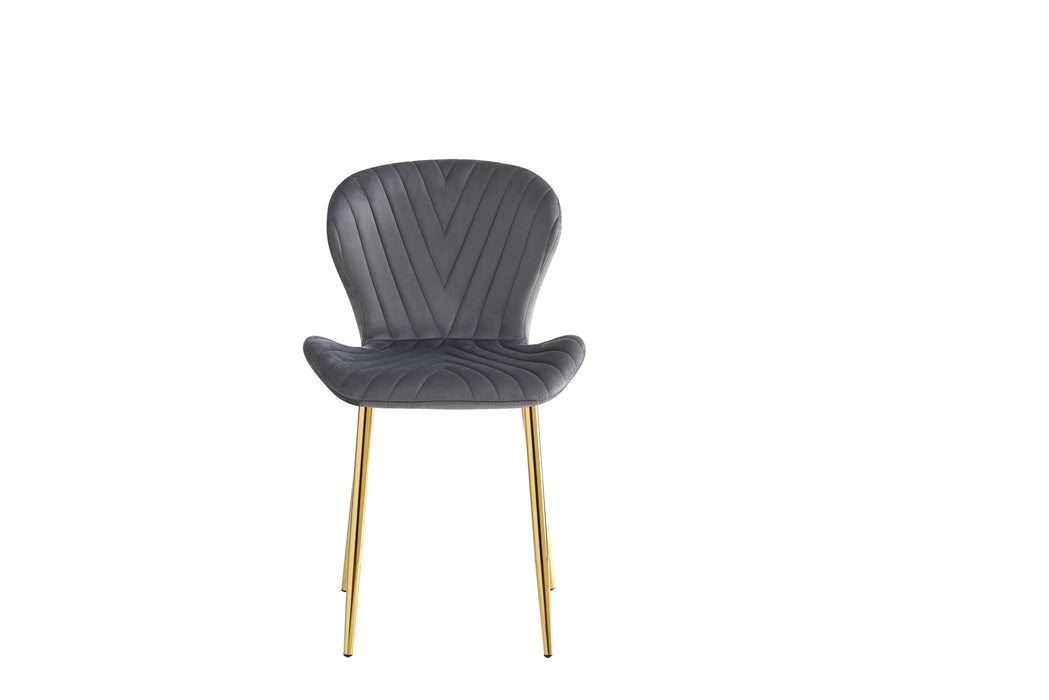 CHAISE COLONNA PIEDS METAL GOLD TISSU VELOURS ANTHRACITE - image 1