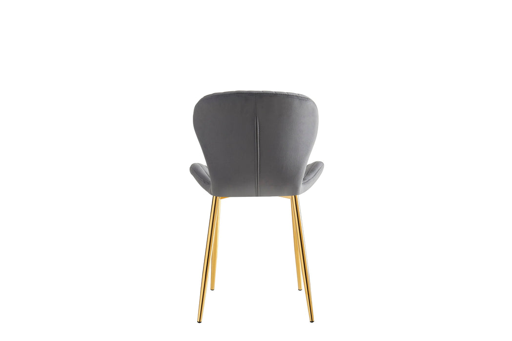 CHAISE COLONNA PIEDS METAL GOLD TISSU VELOURS ANTHRACITE - image 3