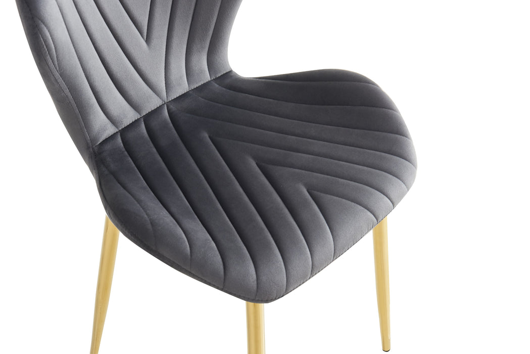 CHAISE COLONNA PIEDS METAL GOLD TISSU VELOURS ANTHRACITE - image 5
