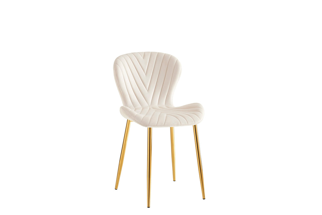 CHAISE COLONNA PIEDS METAL GOLD TISSU VELOURS BEIGE - image 2