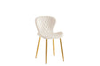 CHAISE COLONNA PIEDS METAL GOLD TISSU VELOURS BEIGE - image 2